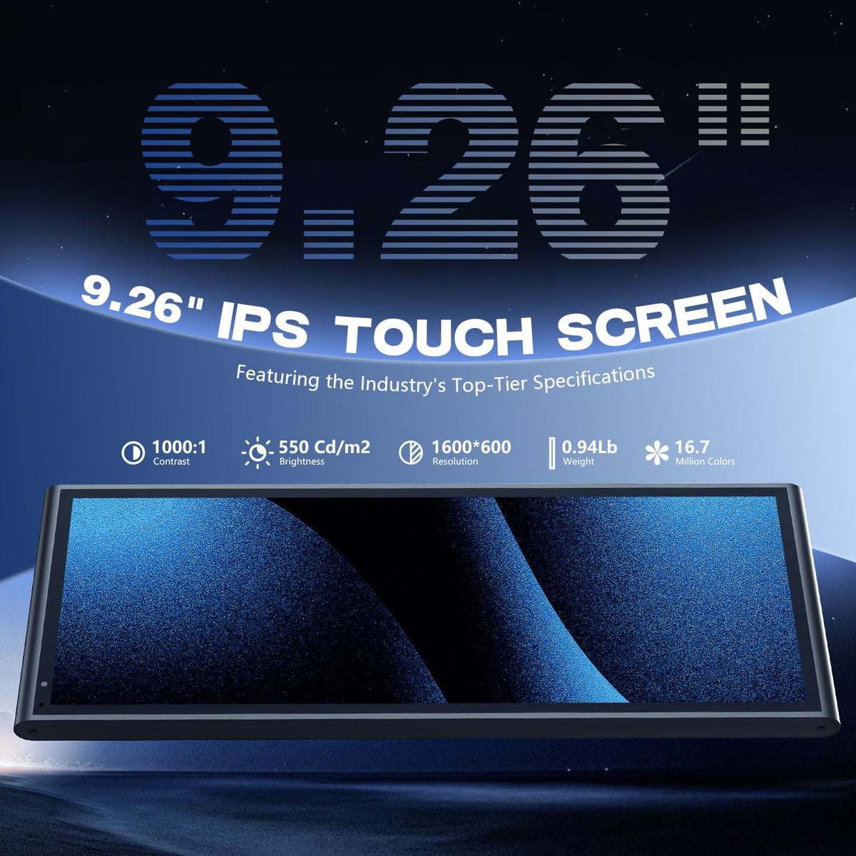 Écran à connectivité sans fil KRUNIA 9,26" CarPlay doté de Bluetooth et GPS