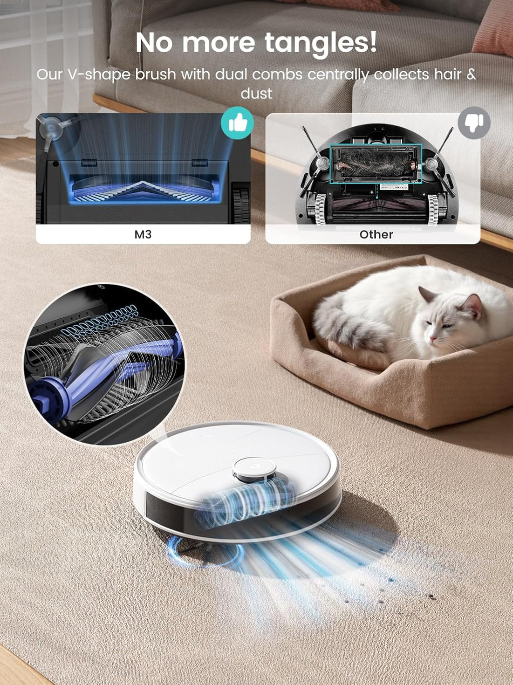 Aspirateur et laveur robot Lefant LiDAR, aspiration de 12 000 Pa, vidage automatique après 90 jours, évitement des obstacles, lavage et séchage automatiques, tout-en-un pour poils d'animaux et tapis, Wi-Fi 5G, compatible Alexa/application/iWatch, M3