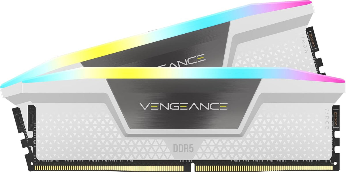 Mémoire RAM CORSAIR Vengeance RGB DDR5 32 Go (2 x 16 Go) 6000 MHz CL36-44-44-96 1,35 V Intel XMP 3.0 pour ordinateur de bureau - Blanche (CMH32GX5M2E6000C36W) – Modèle pratique