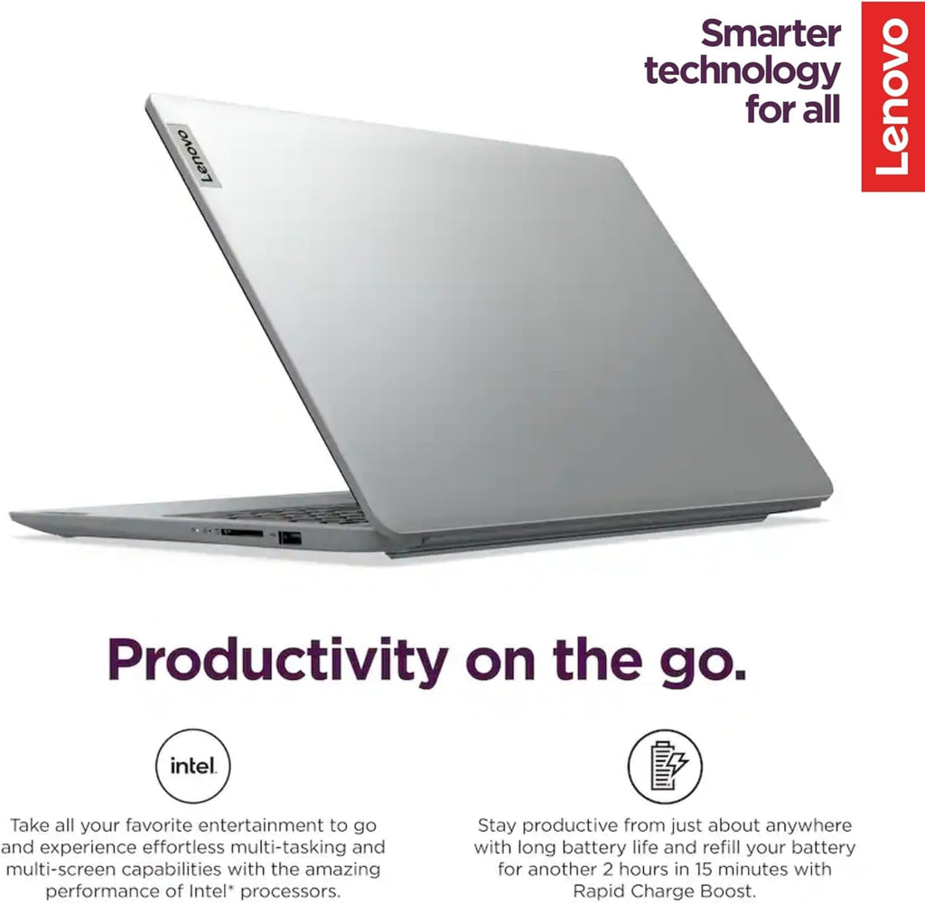 Ordinateur compact portable Lenovo à écran tactile avec abonnement Office 365 à vie pour le Web - IdeaPad 3i - Processeur Intel Core i3 - Écran Full HD 15,6" - 12 Go de RAM - SSD 256 Go - Bluetooth - Webcam - Windows 11 (sans souris)
