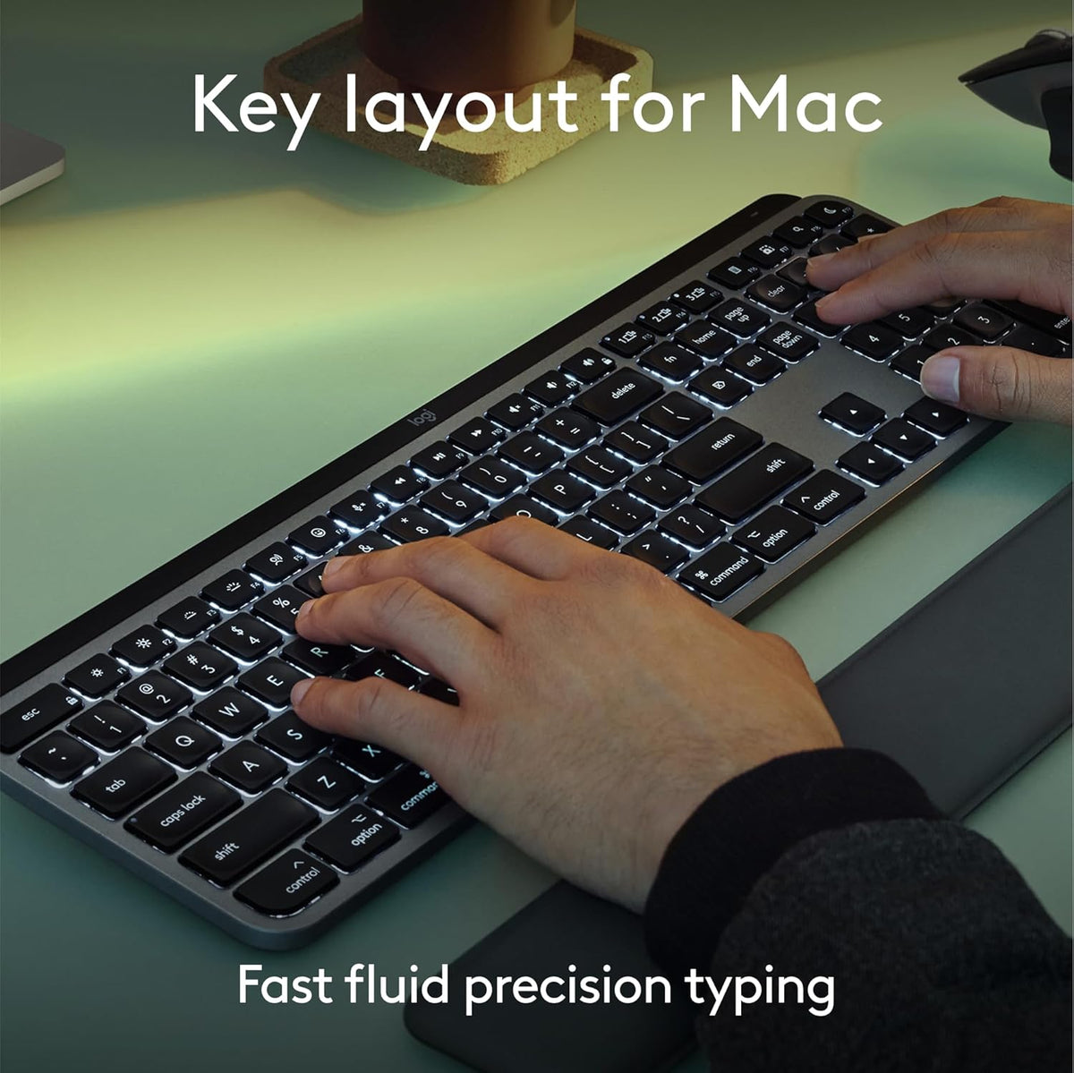 Logitech MX Keys S pour Mac, clavier sans fil, frappe fluide et précise comparable à celle d'un ordinateur compact portable, touches programmables, rétroéclairage, Bluetooth, rechargeable par USB-C pour MacBook Pro, MacBook Air, iMac et iPad - Gris