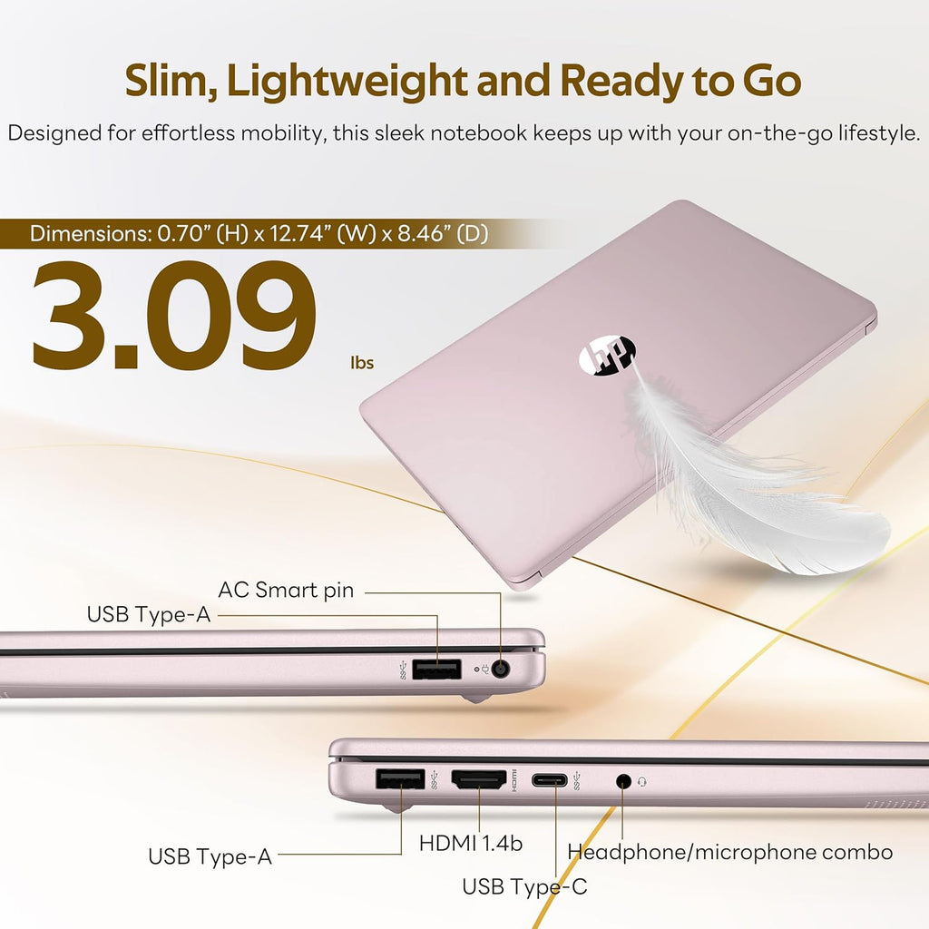 Ordinateur compact portable HP Stream 14 avec AI Copilot, modèle phare pour étudiants et professionnels, processeur Intel quadricœur de 13e génération, 4 Go de RAM, 1,12 To de stockage (128 Go UFS + station d'accueil de 1 To), Office 365, Windows 11