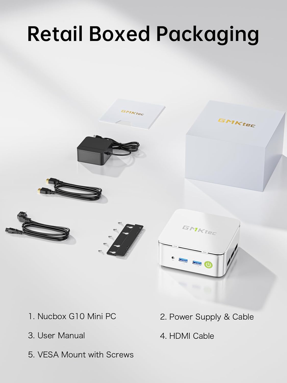 Mini PC GMKtec Ryzen 5 3500U, SSD NVMe 1 To, 16 Go DDR4, carte réseau 2,5 GbE, LAN, ordinateur de bureau pour un usage domestique ou le bureau (HTPC), Proxmox, HDMI 2.1, USB-C, DP, triple écran 4K, Nucbox G10