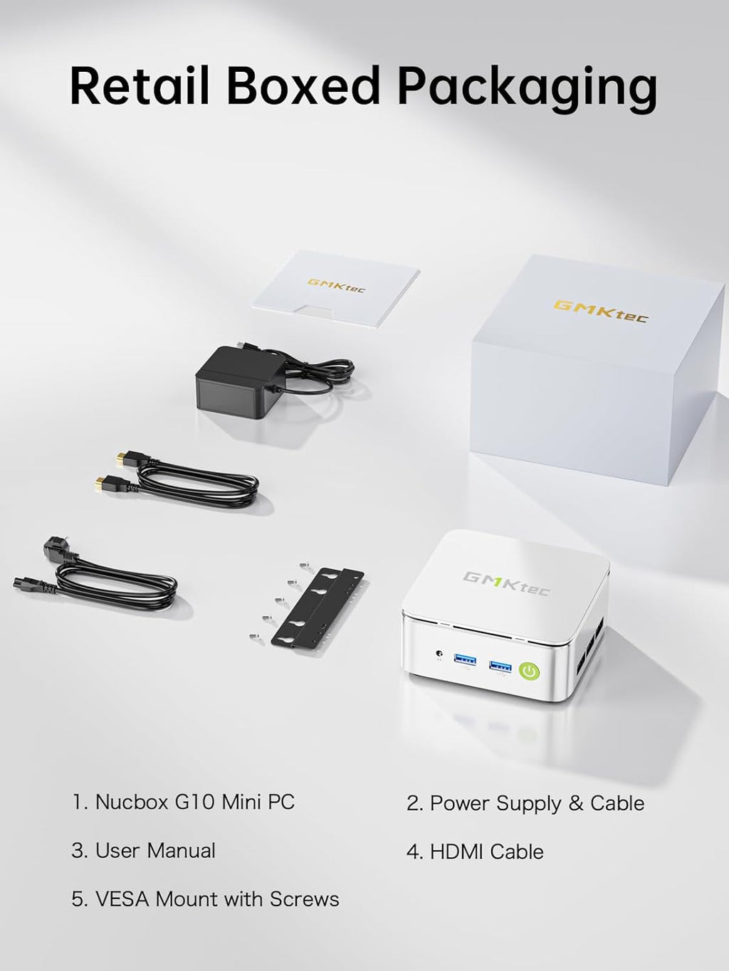 Mini PC GMKtec G10 Ryzen 5 3500U (Plus performant que les N150/4300U/3200U) 16 Go de RAM, SSD de 512 Go, carte réseau 2,5 GbE, adapté à le bureau, la maison ou les petites entreprises (HTPC), triple écran 4K, Wi-Fi, Bluetooth, USB-C, DisplayPort…