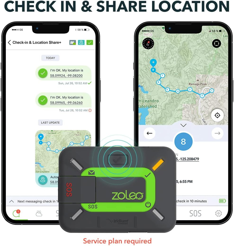 Communicateur satellite ZOLEO – Messagerie SMS et e-mail bidirectionnelle mondiale, alertes SOS d'urgence, enregistrement et géolocalisation GPS – Accessoire pour smartphones Android et iOS – Modèle pratique
