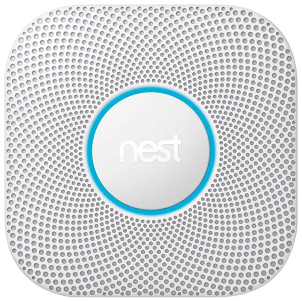 Détecteur de fumée et de monoxyde de carbone doté de connectivité filaire Google Nest Protect 2e génération doté de alertes vocales et notifications téléphoniques
