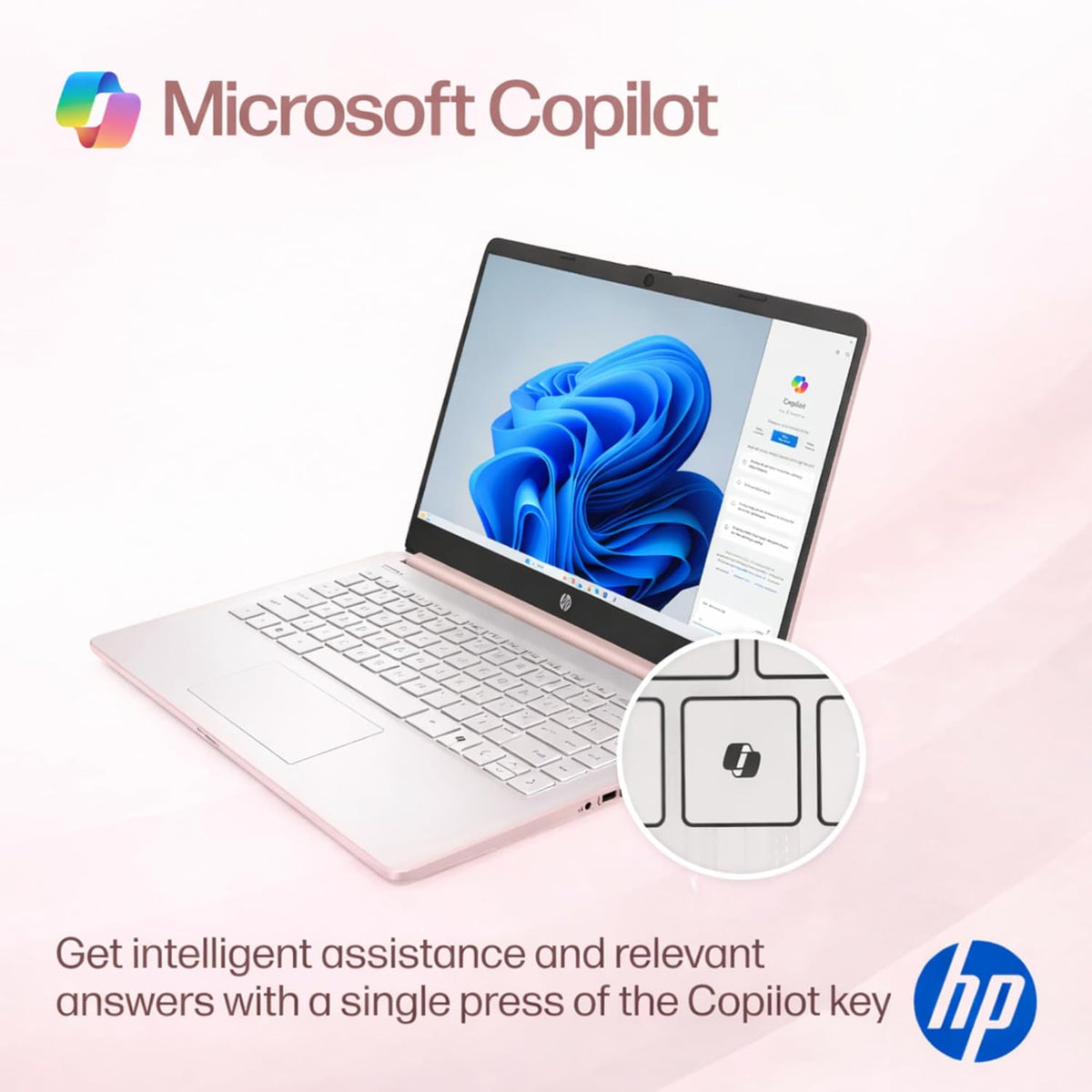 Ordinateur compact portable HP Ultrabook, 8 Go de RAM, 1,1 To de stockage (1 To OneDrive + 64 Go SSD), Microsoft 365 inclus, processeur Intel 2 cœurs | Rapide, intelligent, économique, compatible IA, sans souris, couleur or rose