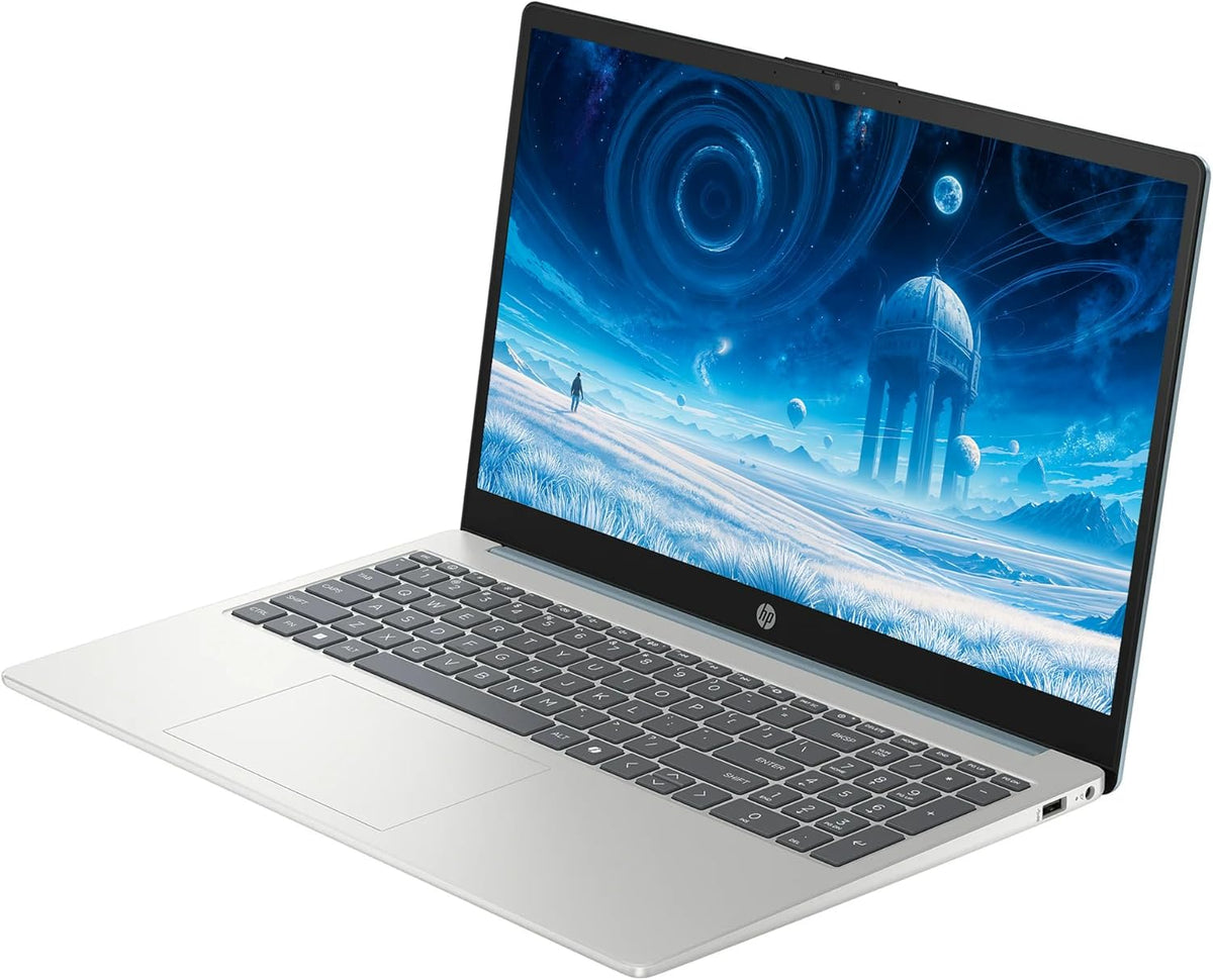 Ordinateur compact portable HP 15,6" FHD tactile, 16 Go de RAM, 512 Go de stockage (SSD 256 Go + station d'accueil 256 Go), processeur Intel Core i3 8 cœurs, Windows 11 avec Copilot AI, écouteurs SageNova, bleu clair de lune