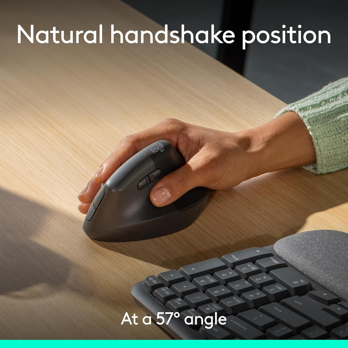 Logitech Wave Keys & Lift Vertical Mouse - Ensemble clavier et souris à connectivité sans fil ergonomiques - doté de repose-poignets rembourré, fonction Easy-Switch, Bluetooth, compatible Windows/Mac - Graphite