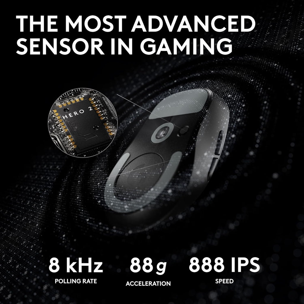 Souris gaming à connectivité sans fil Logitech G PRO X Superlight 2, 60 g, qualité professionnelle, 5 boutons programmables, capteur 44 000 DPI, taux de rapport 8 kHz, chargement USB-C pour PC/Mac - Noir