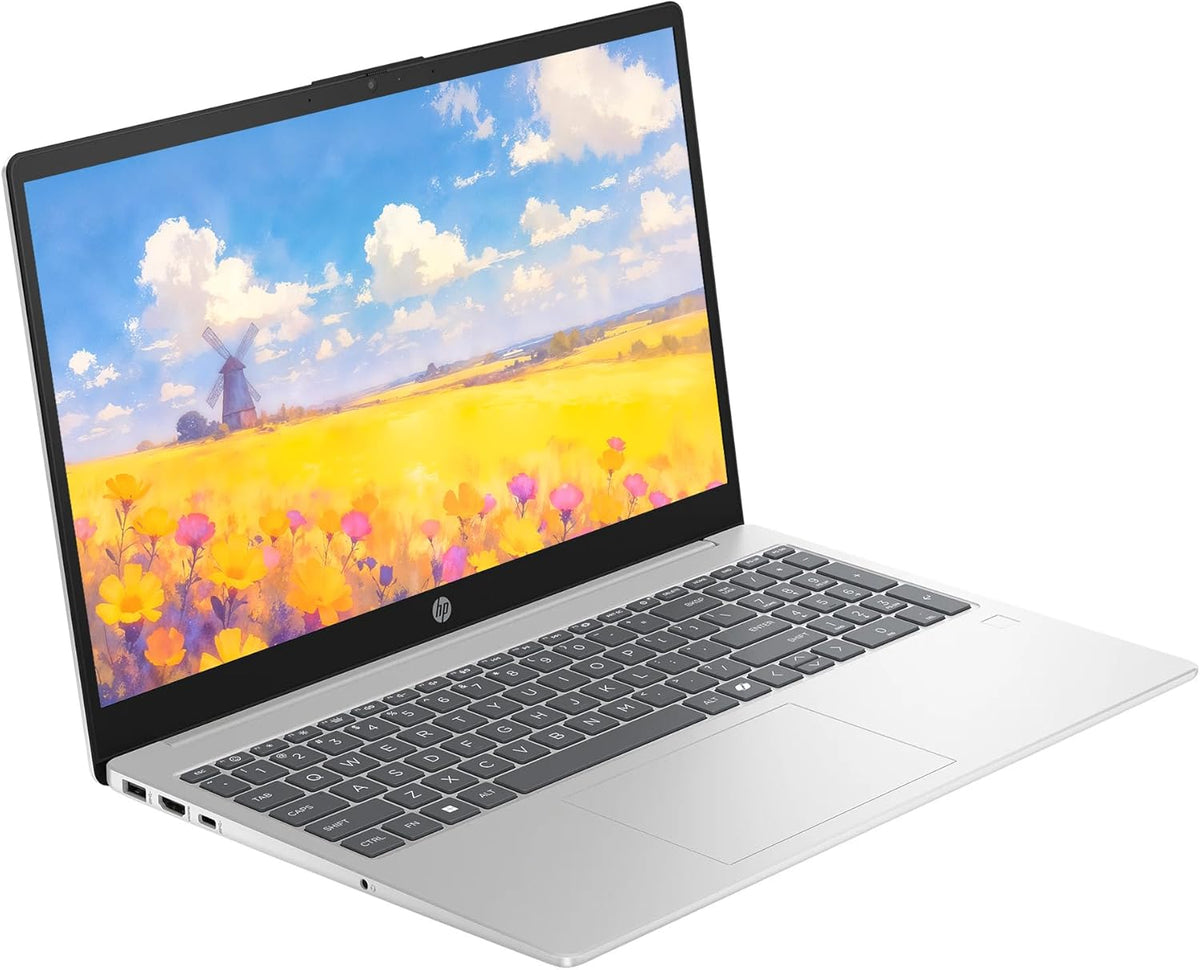Ordinateur compact portable professionnel HP 15,6 pouces : 12 Go de RAM, SSD de 512 Go, processeur Intel Core i5 à 10 cœurs, Windows 11 avec Copilot AI, lecteur d’empreintes digitales, clavier rétroéclairé, écouteurs SageNova.
