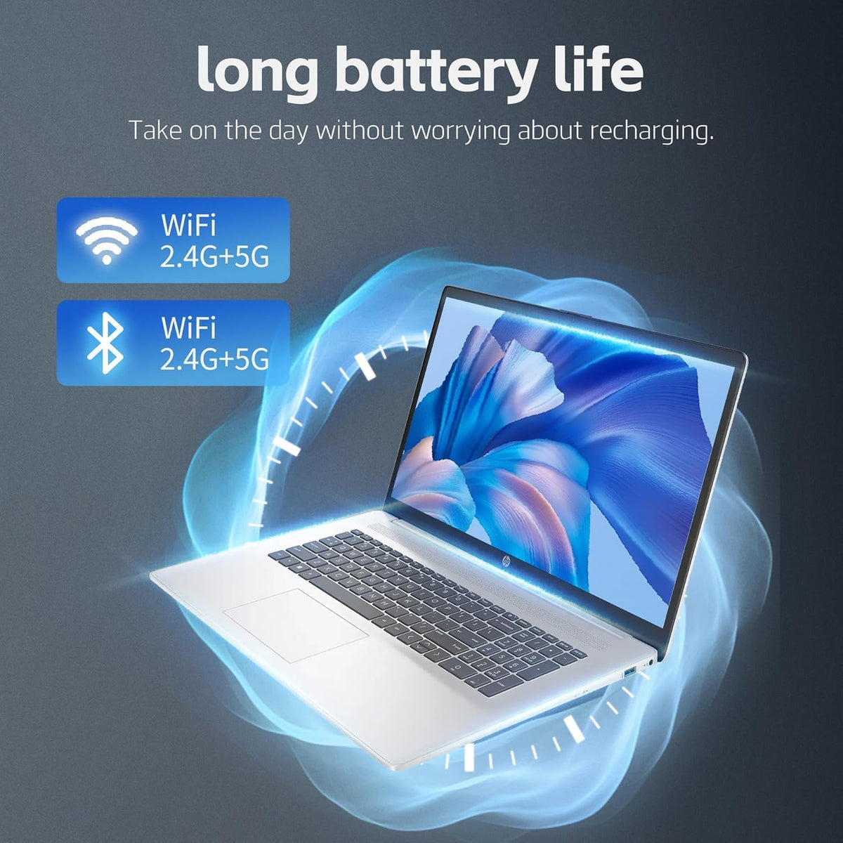 Ordinateur compact portable HP 17,3 pouces avec Office 365 pour le Web à vie, processeur Intel Core i3 à 8 cœurs de 13e génération (supérieur au i5 de 11e génération), 16 Go de RAM, SSD PCIe de 256 Go, pavé numérique, Windows 11, sans souris.