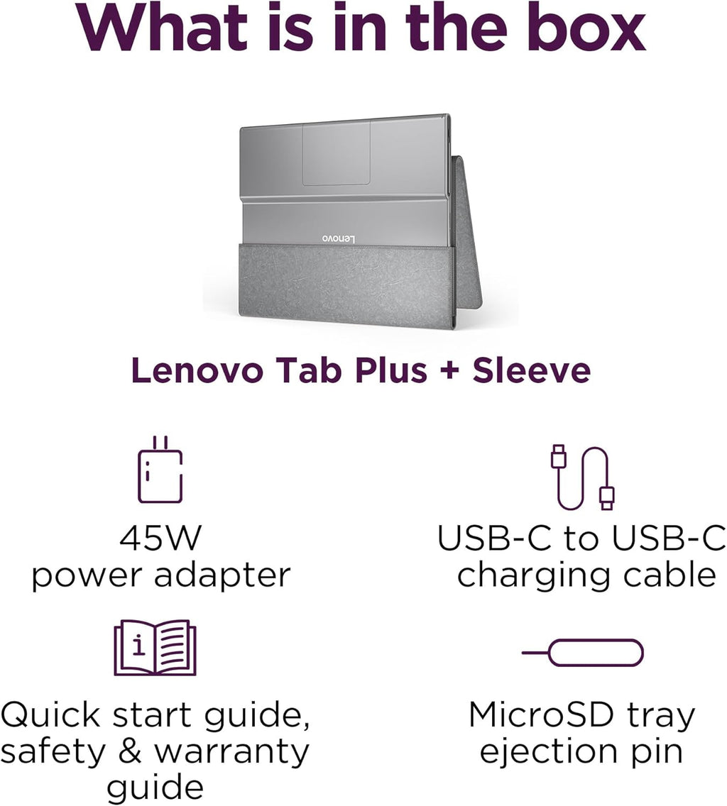 Lenovo Tab Plus - 2024 - Tablette tactile multimédia haut de gamme - 8 haut-parleurs JBL® - Écran tactile LCD 2K de 11,5 pouces - 8 Go de mémoire - 128 Go de stockage - Processeur MediaTek™ Helio G99 - Étui folio inclus - Gris lunaire