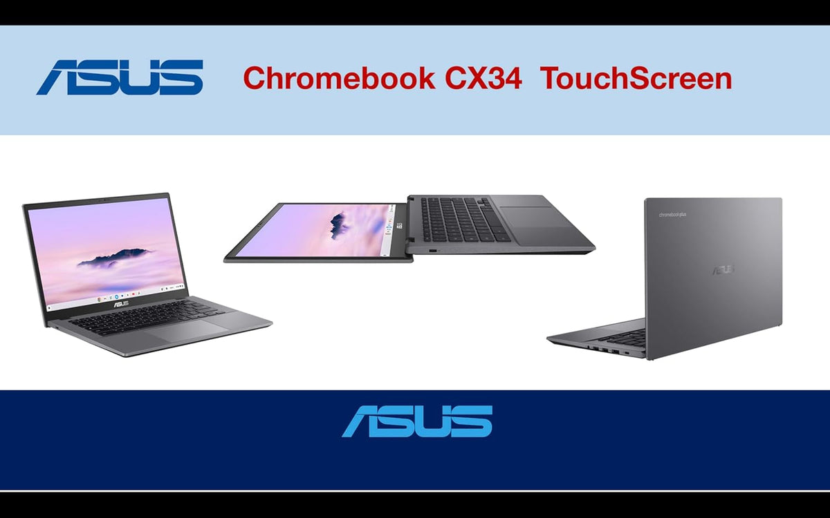 ASUS Chromebook Plus CX34 14.0 Écran tactile FHD (Intel i3-1215U Intel UHD 8 Go LPDDR5 128 Go SSD Clavier rétroéclairé WiFi 6 Webcam Bluetooth 5.4 Chrome OS) (Reconditionné)