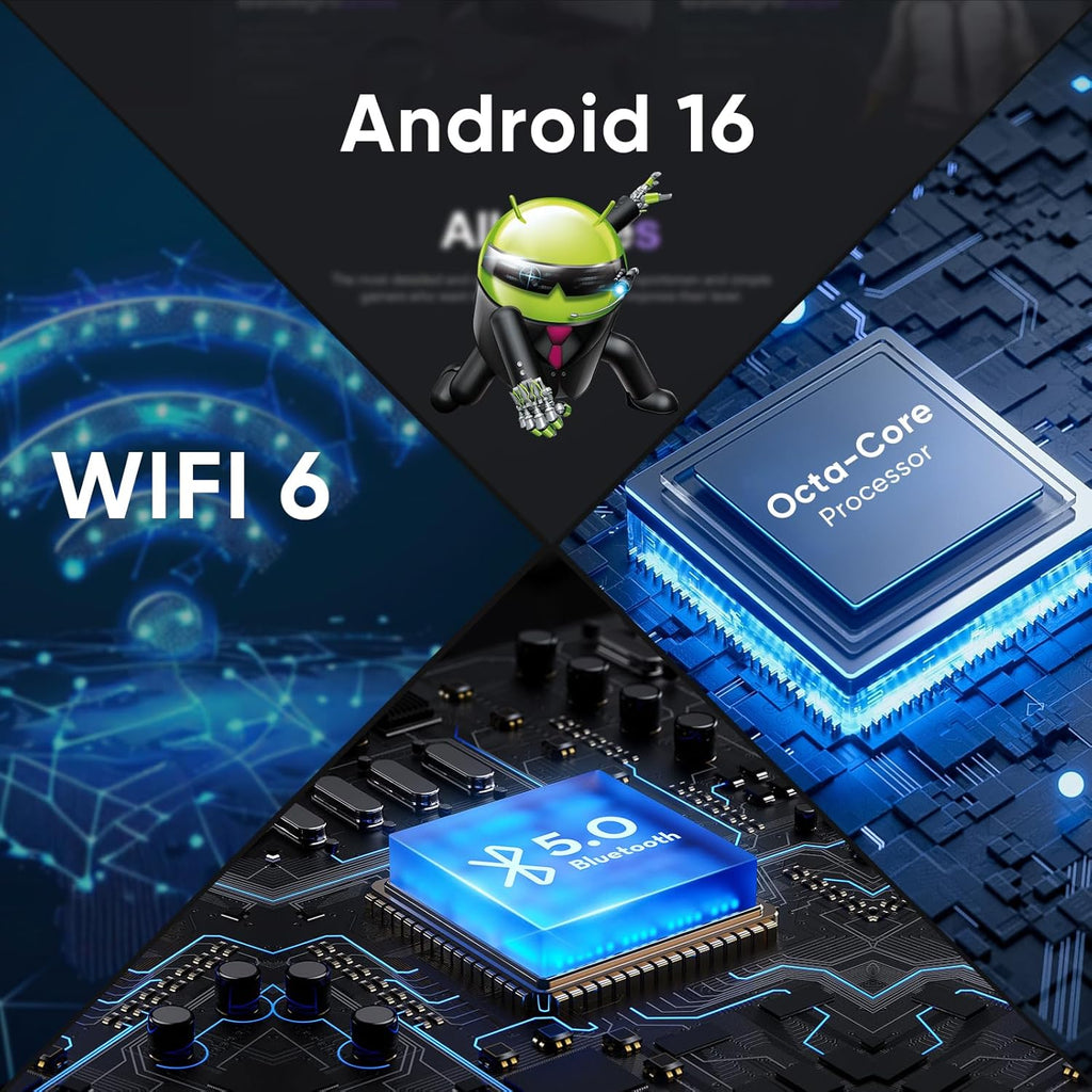 Tablette tactile WXUNJA Android 16, 11 pouces, processeur octocœur, 28 Go de RAM, 128 Go de ROM extensible jusqu'à 1 To, Widevine L1, batterie 8 000 mAh, Wi-Fi double bande 2,4/5 GHz, GPS et radio FM, caméras 5 et 8 MP, étui inclus, bleu