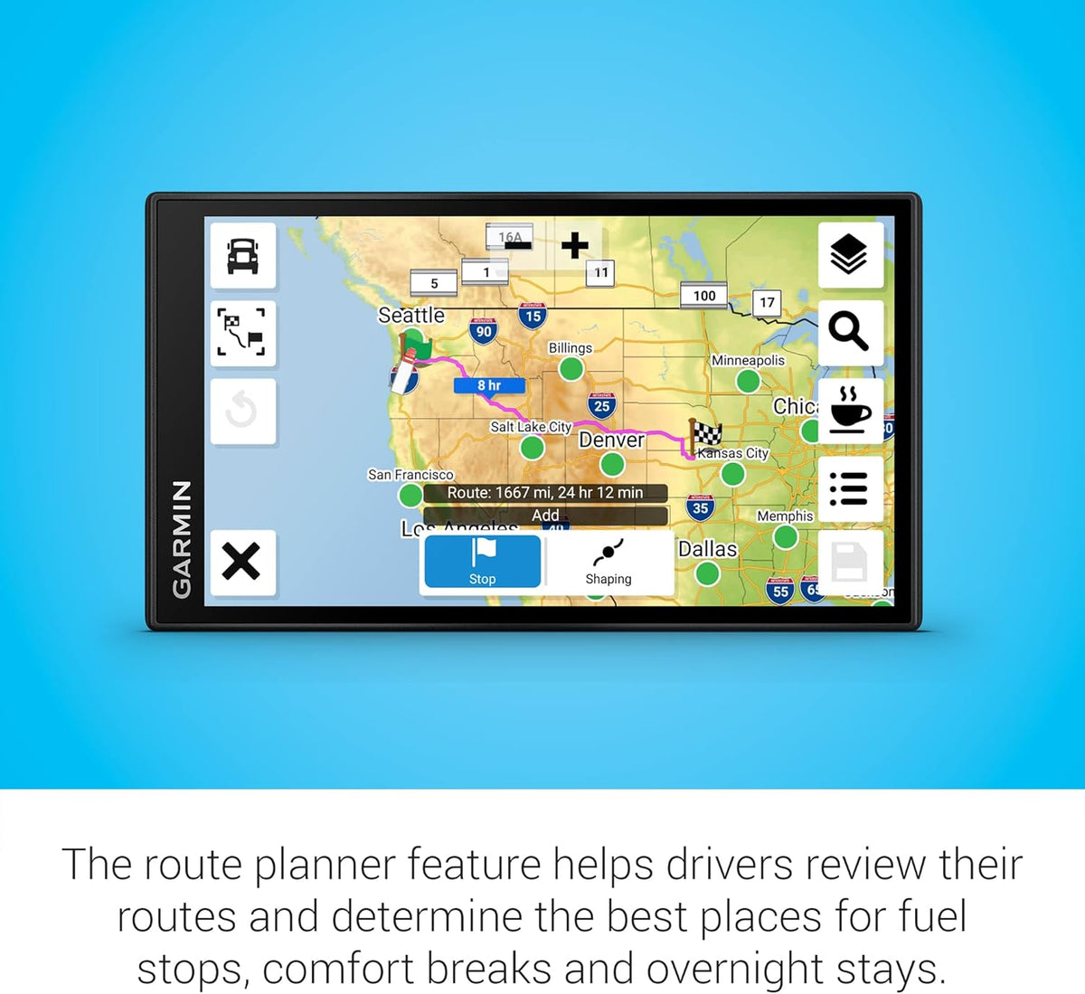 Garmin dezl OTR610 écran généreux facile à lire 6 pouces, GPS pour camions, routage personnalisé, imagerie satellite haute résolution