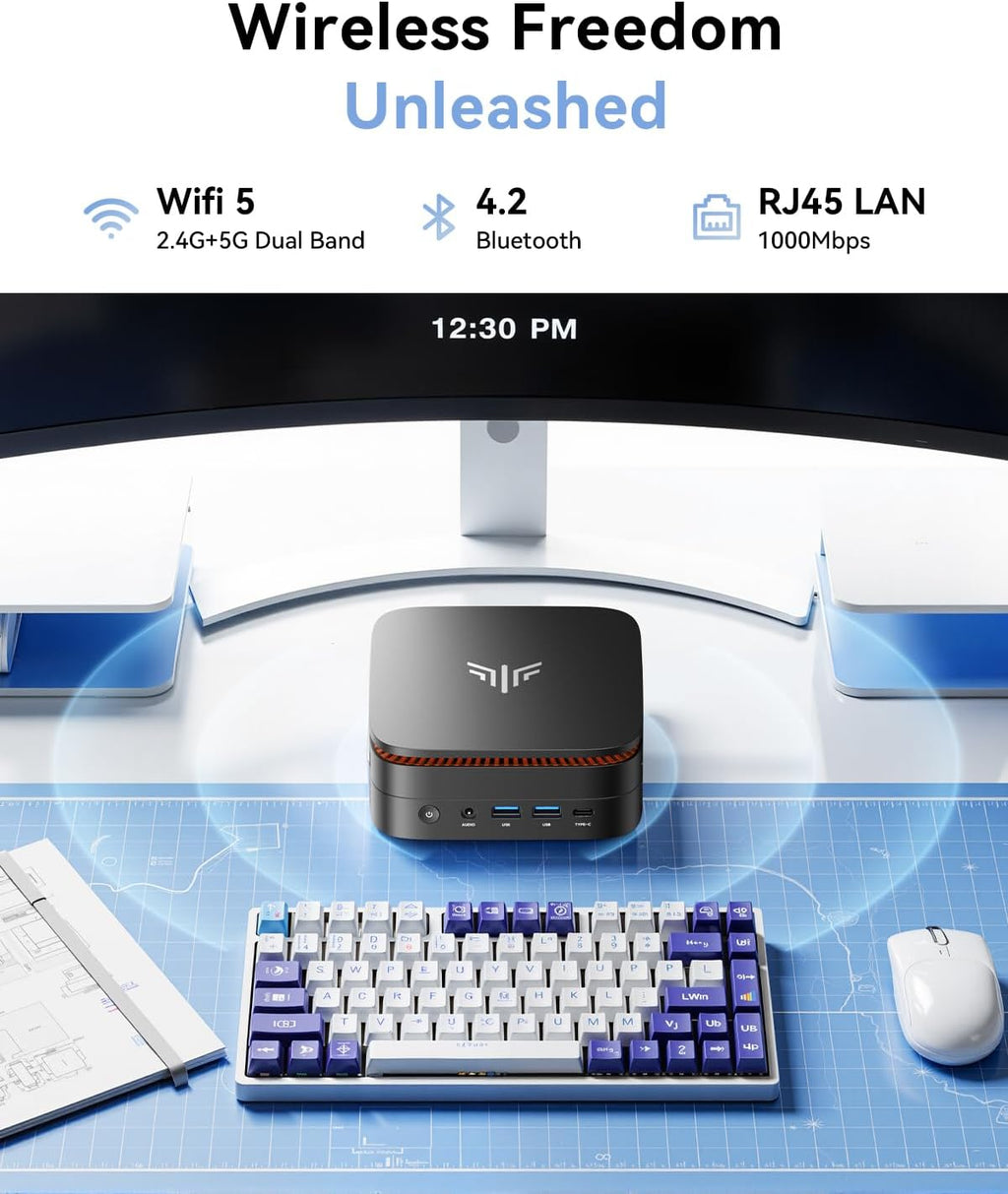 KAMRUI Pinova P1 Mini PC Ordinateur Processeur AMD Ryzen 4300U 16 Go de RAM DDR4 256 Go SSD M.2 Mini ordinateur de bureau compatible triple 4K USB-C WiFi Bluetooth Ethernet HTPC pour entreprises, éducation et usage domestique – Modèle pratique