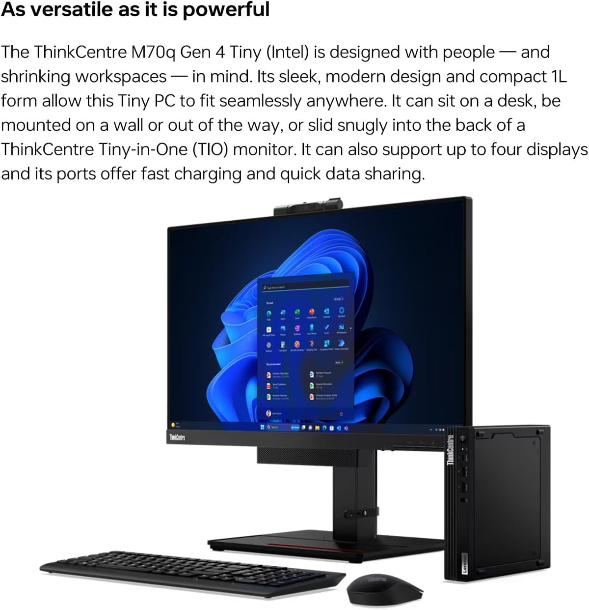 Ordinateur de bureau professionnel ultra-au format compact Lenovo ThinkCentre M70q Gen 4 MFF 1L, 32 Go de RAM DDR5, SSD PCIe de 1 To, processeur Intel Core i5-13400T à 10 cœurs (supérieur au i7-12700T), Wi-Fi 6, HDMI, DisplayPort, Windows 11 Pro…