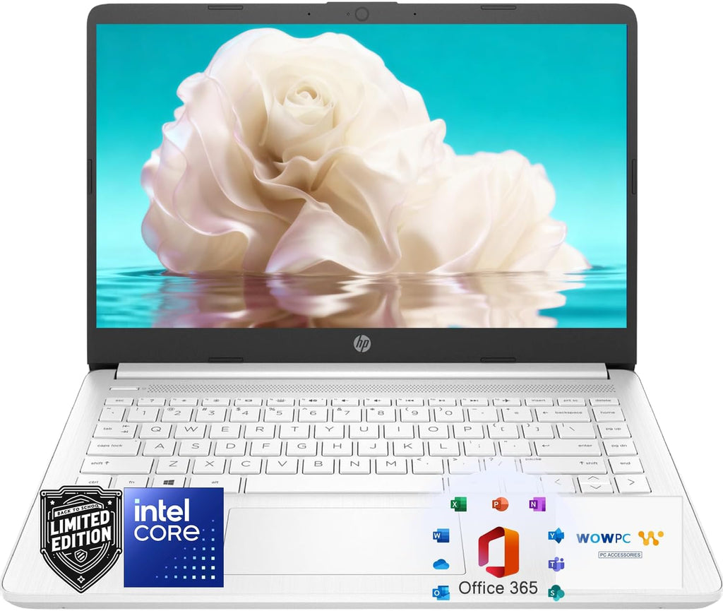 Ordinateur compact portable HP Ultrabook pour étudiants et professionnels • Office 365 et Copilot AI • Processeur Intel quadricœur • 1,1 To de stockage (1 To OneDrive et 64 Go SSD) • 8 Go de RAM • Windows 11 (sans souris)