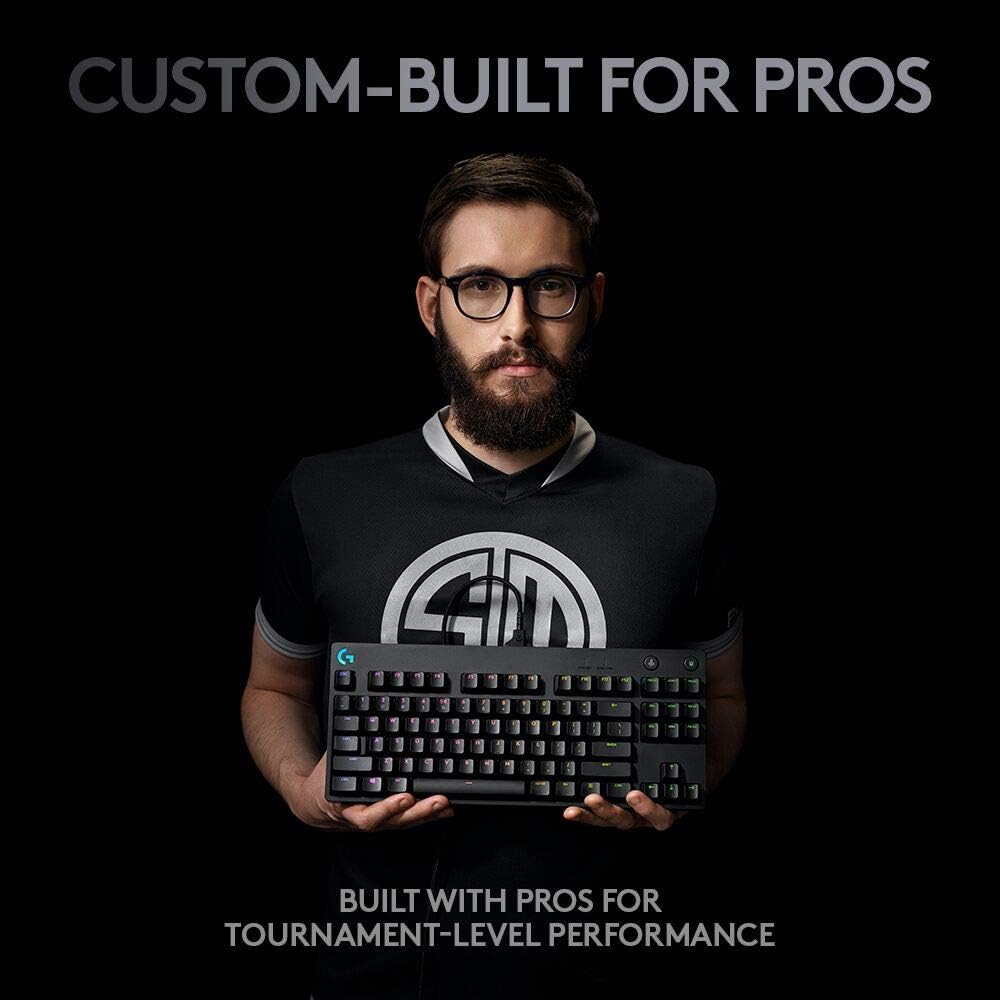 Clavier de jeu mécanique Logitech G PRO, format ultra-facile à transporter sans pavé numérique, câble micro USB détachable, touches rétroéclairées RVB LIGHTSYNC 16,8 millions de couleurs