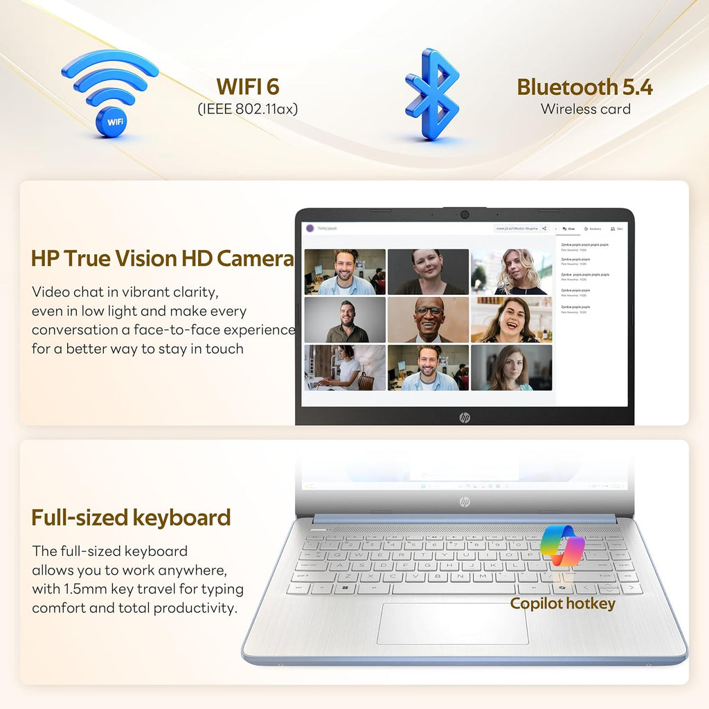 Ordinateur compact portable HP Stream 14 avec AI Copilot, modèle phare pour étudiants et professionnels, processeur Intel quadricœur de 13e génération, 4 Go de RAM, 1,12 To de stockage (128 Go UFS + station d'accueil de 1 To), Office 365, Windows 11