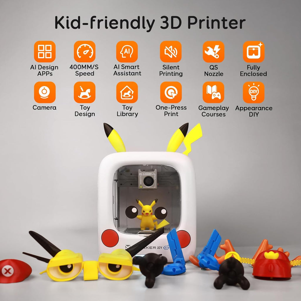 Imprimante 3D AOSEED pour enfants, imprimante 3D entièrement assemblée doté de intelligence artificielle, vitesse allant jusqu'à 400 mm/s, nivellement automatique, plus de 1500 modèles et plus de 17 modules, incluant 8 filaments PLA pour une…