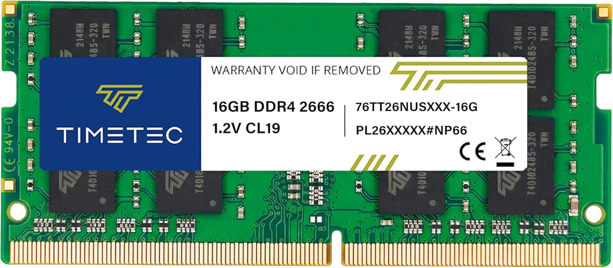 Mémoire vive Timetec Premium 16 Go DDR4 2666 MHz (PC4-2666V) PC4-21300 SODIMM pour ordinateur compact portable – Module de mémoire non-ECC sans tampon, 260 broches, 1,2 V, CL19, pour ordinateur compact portable, mini-PC et PC tout-en-un.