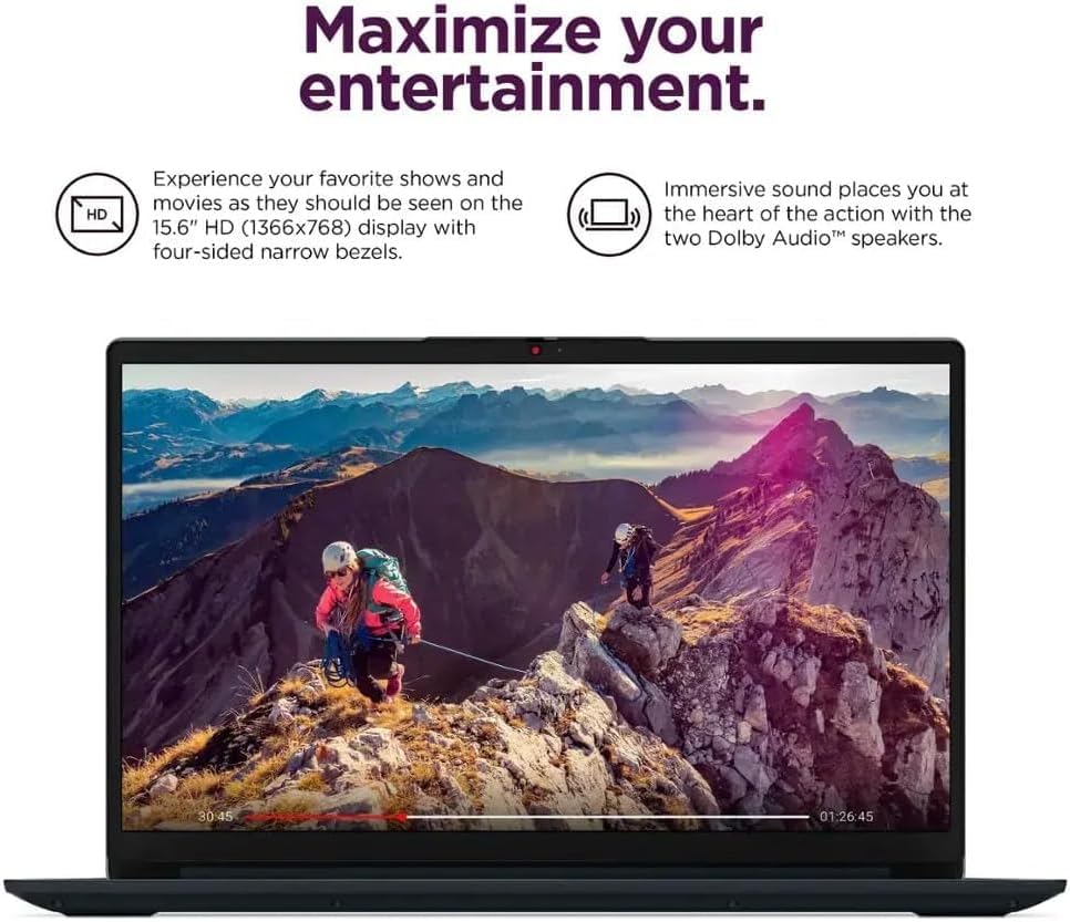 Ordinateur compact portable Lenovo IdeaPad 15,6 pouces avec Microsoft 365 Famille et Entreprise • 8 Go de RAM • SSD PCIe de 256 Go • Processeur Intel Core • Wi-Fi 6 • 1 To de stockage cloud • Autonomie de 11 heures • Windows 11