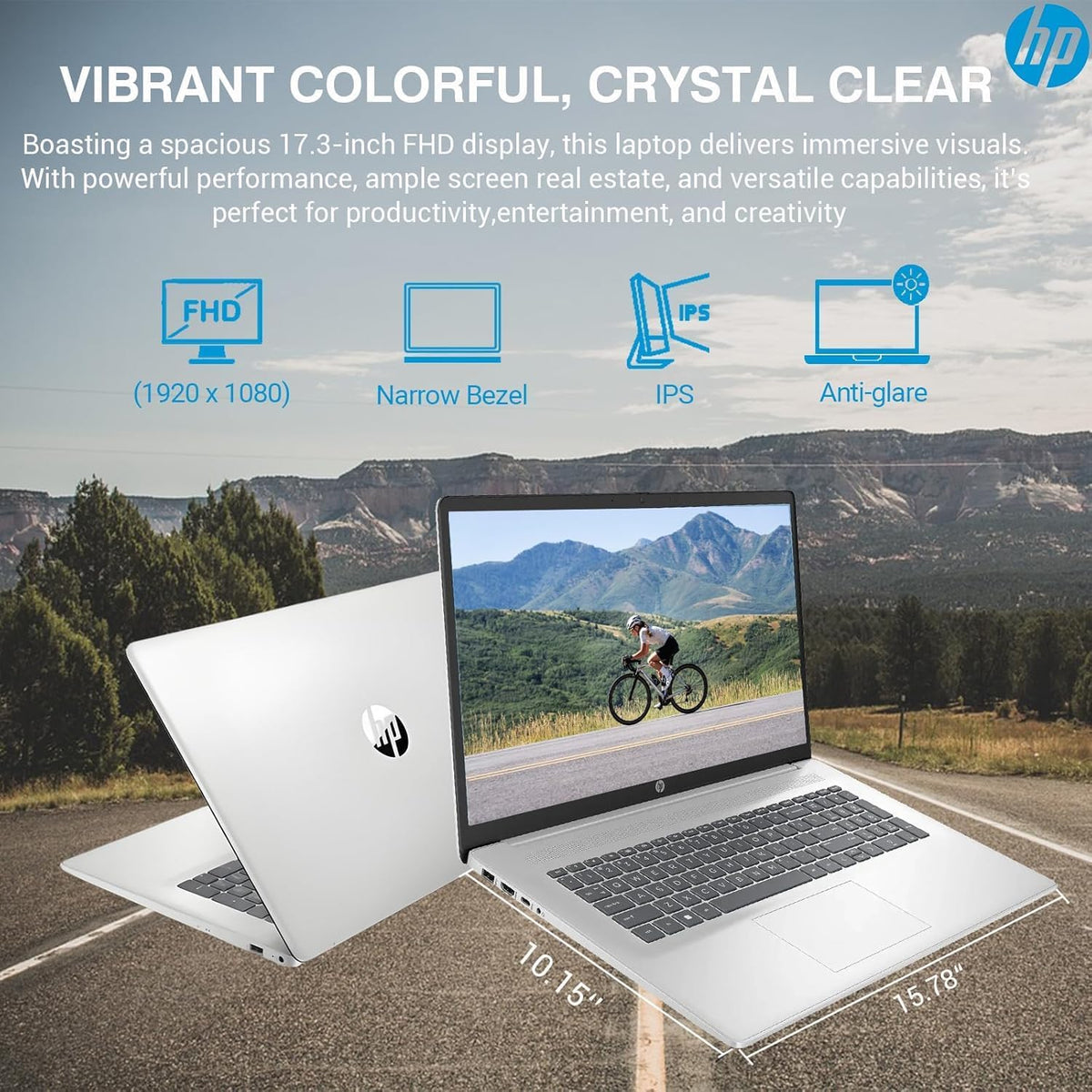 Ordinateur compact portable professionnel HP 17,3 pouces FHD avec MS Office pour le Web, processeur AMD Ryzen 5 7430U (plus performant que le Core i7-1355U), 8 Go de RAM, 756 Go de stockage (SSD 256 Go + disque dur externe 500 Go), Windows 11, WOWPC