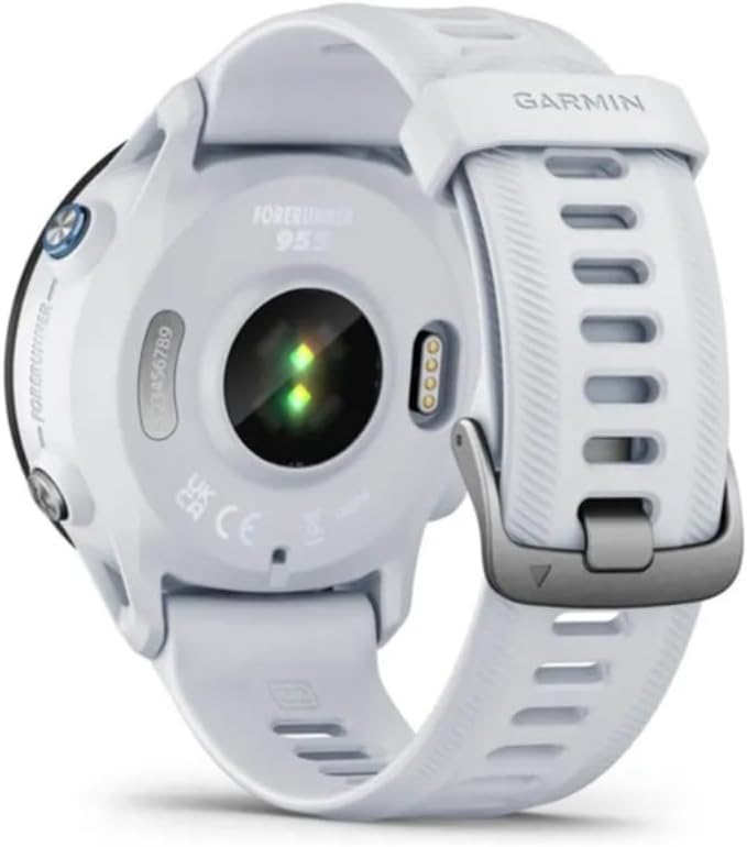 Présentation : Montre connectée GPS de course à pied Garmin Forerunner® 955, conçue pour les triathlètes, batterie longue durée, Whitestone