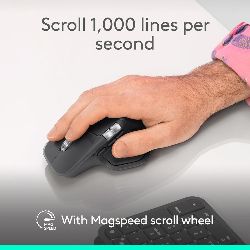 Logitech MX Master 4, souris à connectivité sans fil ergonomique doté de retour haptique performant, défilement ultra-réactif, chargement USB-C, Bluetooth, Windows, macOS - Graphite