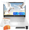 Ordinateur compact portable HP Stream 14 HD, processeur Intel N150, 8 Go de RAM, 288 Go de stockage (128 Go UFS + station d'accueil de 160 Go), carte graphique Intel, 1 an d'abonnement à Office 365, Copilot, Wi-Fi 6, Windows 11, argent naturel