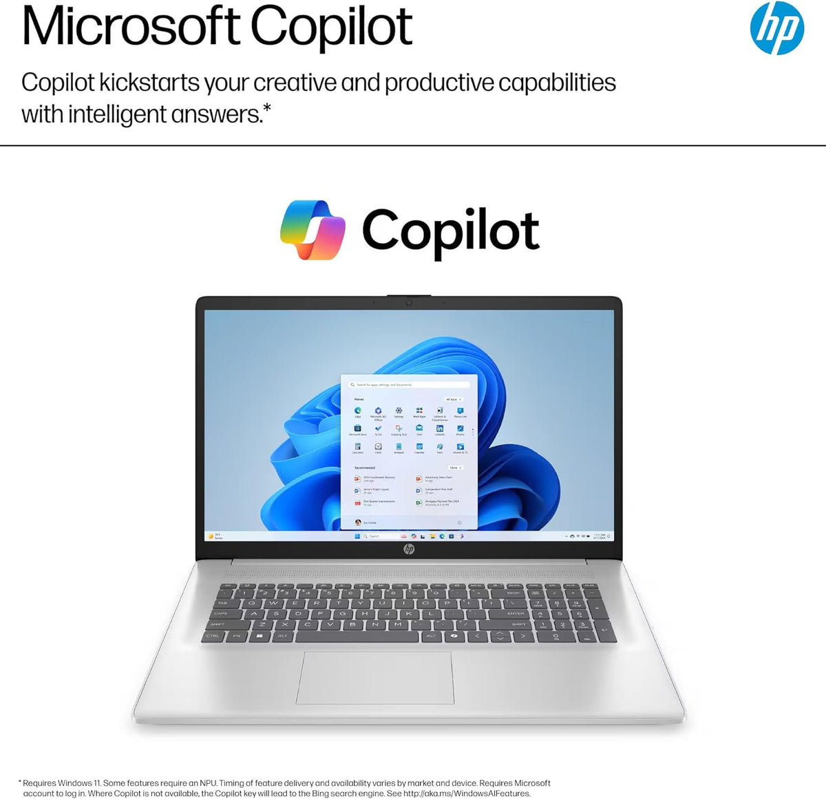Ordinateur compact portable HP 17 Professionnel, garantie à vie 2025, MS Office, écran HD+ 17,3 pouces, processeur Intel i3 8 cœurs, 16 Go de RAM, 1 To de stockage (500 Go SSD + 500 Go externe), Wi-Fi 6, batterie longue durée, MarxsolAccessory