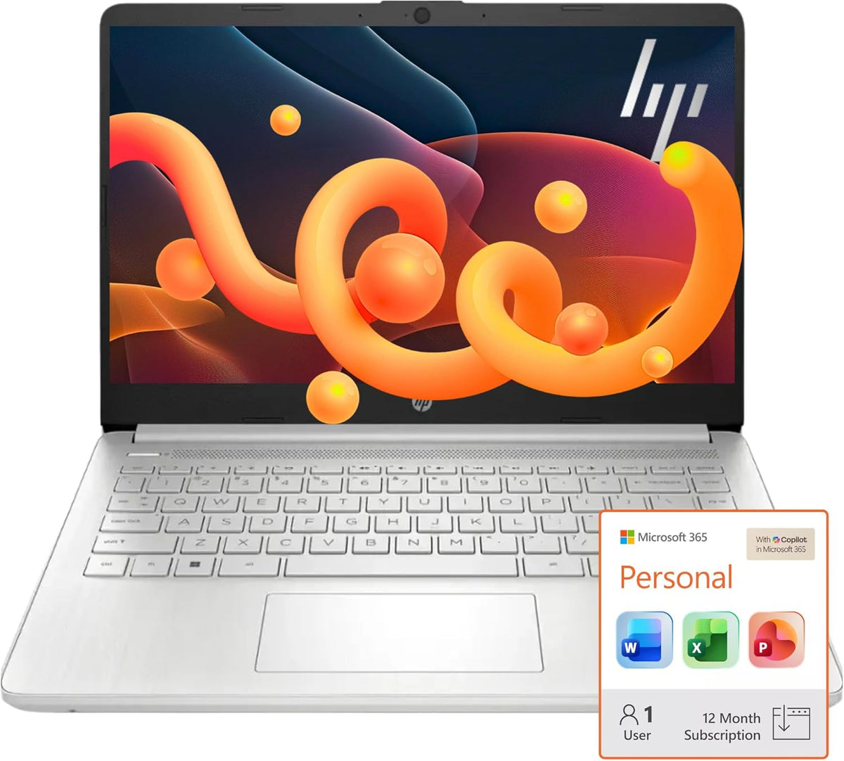 Ordinateur compact portable HP ultra-fin pour étudiants et professionnels | 1 an d'abonnement à Office 365 | Processeur Intel quadricœur, 8 Go de RAM | 1,6 To de stockage (1 To dans le cloud, 512 Go de disque dur externe et 128 Go de SSD) | Windows