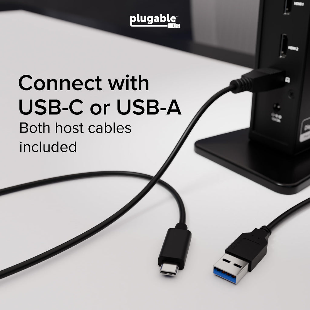 Station d'accueil double HDMI 1080p PLUGABLE pour USB-C et USB 3.0 – Modèle pratique