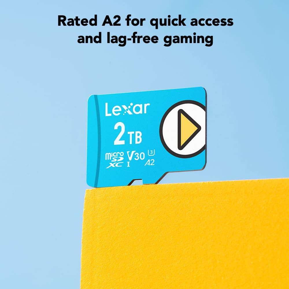 Carte microSD Lexar Play bleue 2 To, UHS-I, C10, U3, V30, A2, 4K, jusqu'à 160 Mo/s, carte mémoire microSDXC, extension de stockage pour Nintendo Switch 1, consoles de jeux, smartphones et tablettes (LMSPLBL002T-BNNNU) pratique
