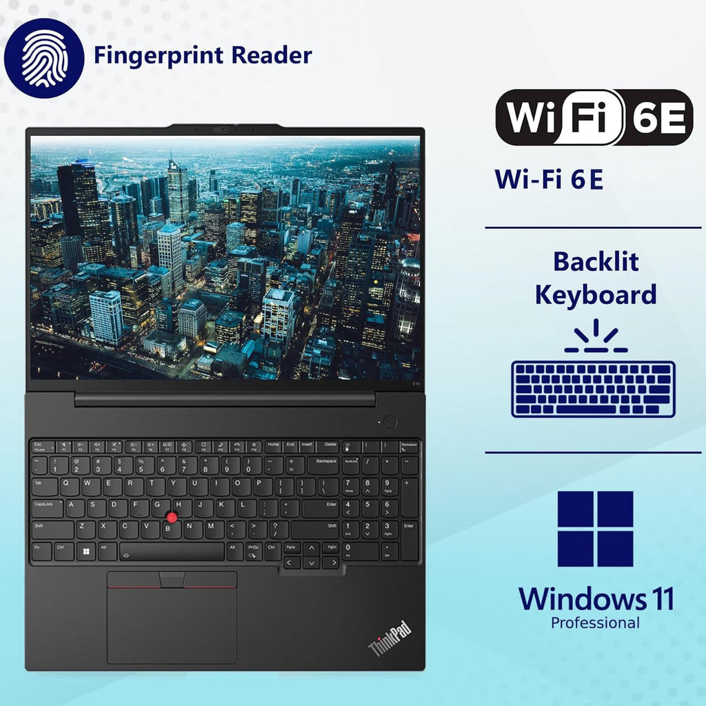Ordinateur compact portable professionnel Lenovo ThinkPad E16 G2, écran 16 pouces FHD+, processeur AMD Ryzen 7 7735HS à 8 cœurs (supérieur au i7-1360P), 16 Go de RAM DDR5, SSD PCIe de 1 To, Wi-Fi 6E, lecteur d'empreintes digitales, clavier