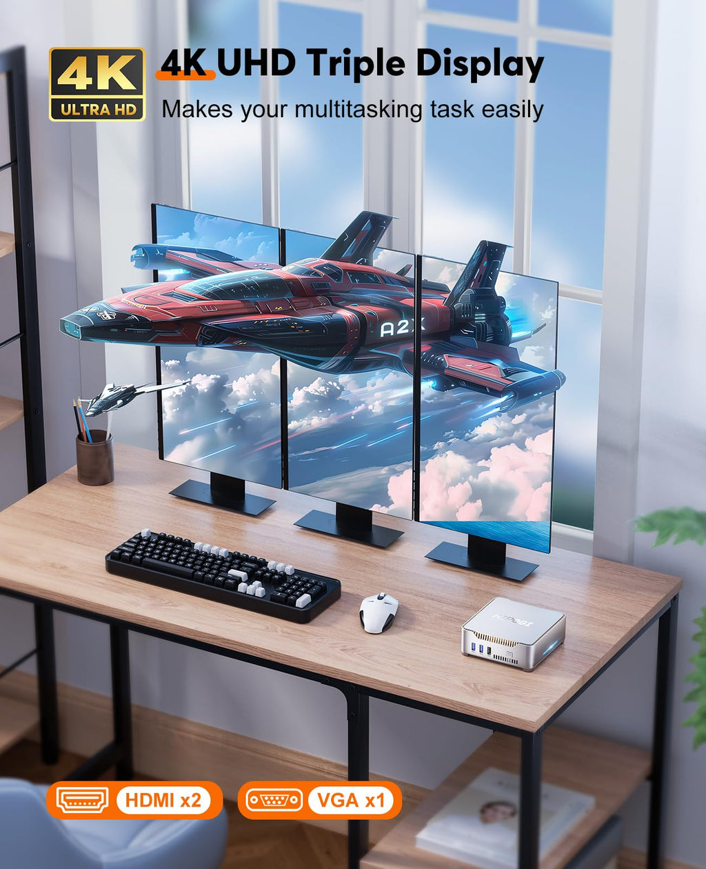 Mini PC KAMRUI GK3Plus, 16 Go de RAM, SSD M.2 de 512 Go – Modèle pratique