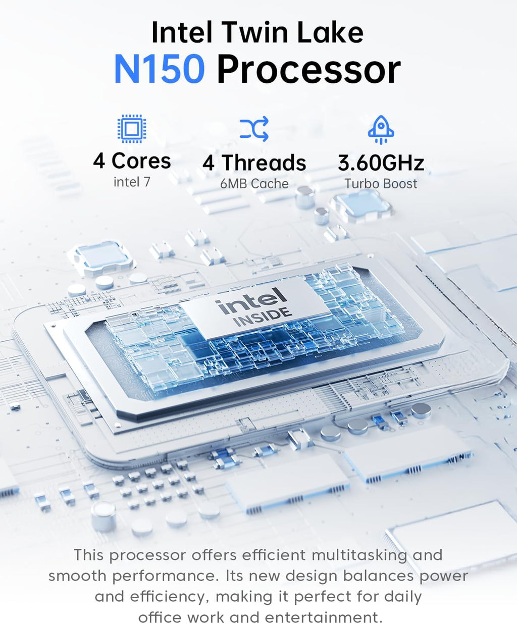 ACEMAGIC V1 Mini PC Ordinateur Intel Twin Lake N150 (Turbo 3,6 GHz) 16 Go de RAM DDR4 1 To SSD M.2 Mini ordinateur de bureau 4K HDMI DP/2xUSB3.2 WiFi/BT VESA GbE HTPC/Micro PC bureautique – Modèle pratique