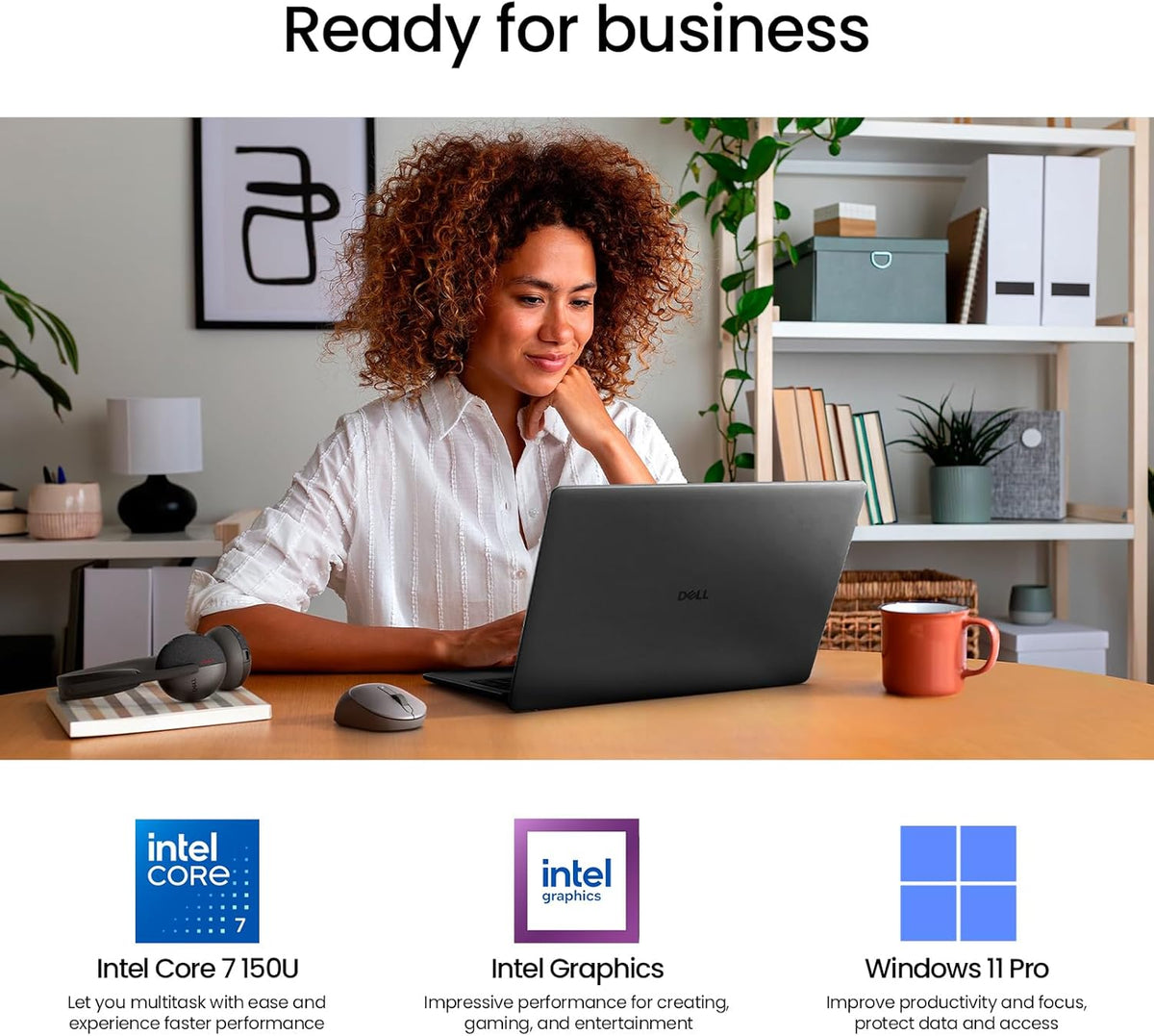 Ordinateur compact portable Dell 16 pouces à écran tactile FHD+ : PC compact portable idéal pour étudiants et professionnels, processeur Intel Core i7-1355U à 10 cœurs, 32 Go de RAM DDR5, SSD de 2 To, Windows 11 Pro, clavier rétroéclairé, touche