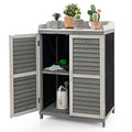 Table de rempotage d'extérieur, armoire de rangement de jardin dotée de plateau en métal
