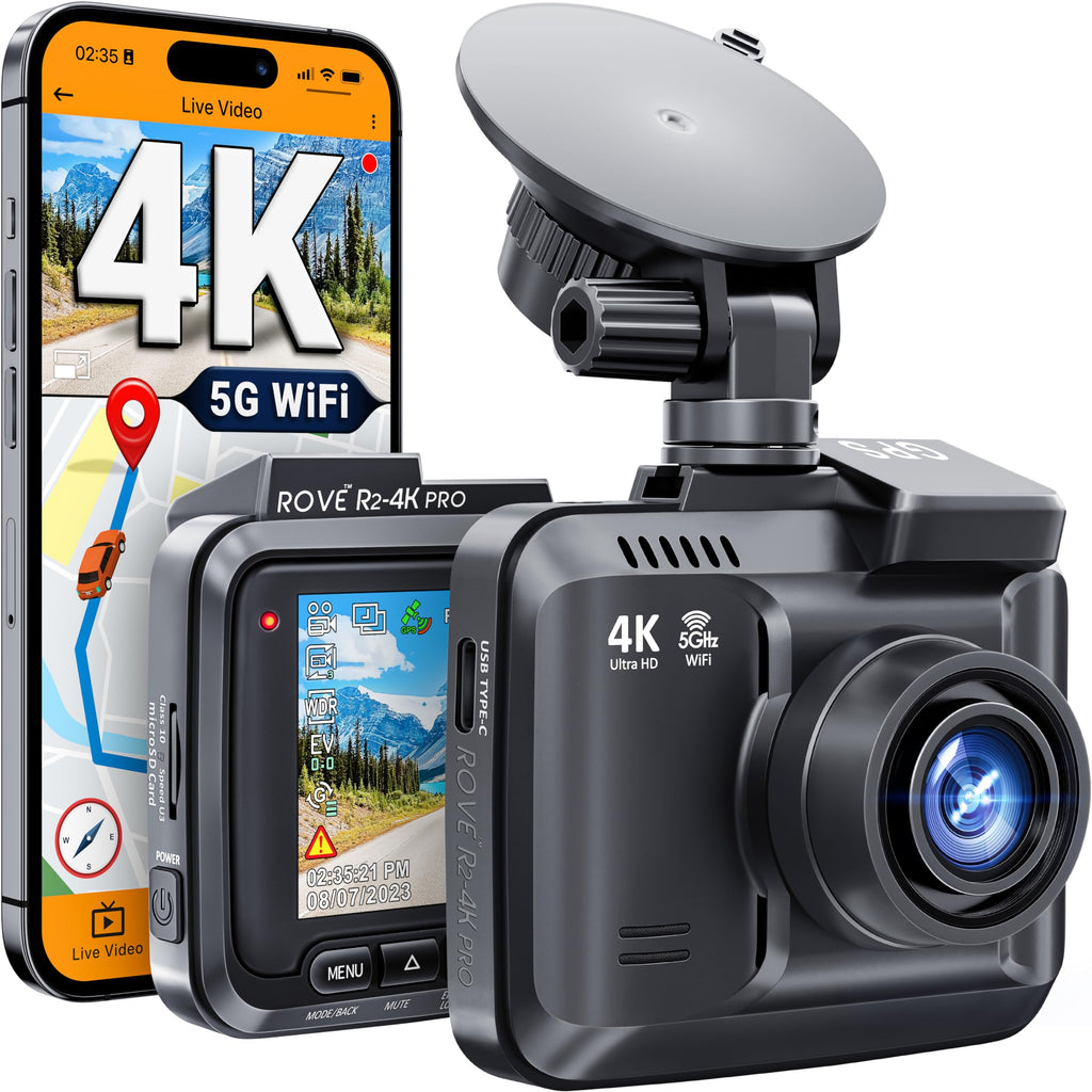 Caméra embarquée ROVE R2-4K PRO doté de GPS, Wi-Fi 5G et vision nocturne