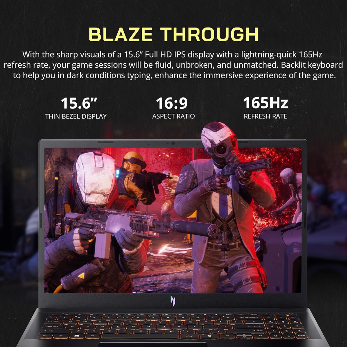 Ordinateur compact portable de jeu Acer Nitro V 15,6" FHD IPS 165 Hz, processeur Intel Core i5-13420H, carte graphique NVIDIA GeForce RTX 5050 8 Go GDDR7, 32 Go de RAM, SSD 1 To, clavier rétroéclairé, Wi-Fi 6, Windows 11 Pro, noir, station d'accueil