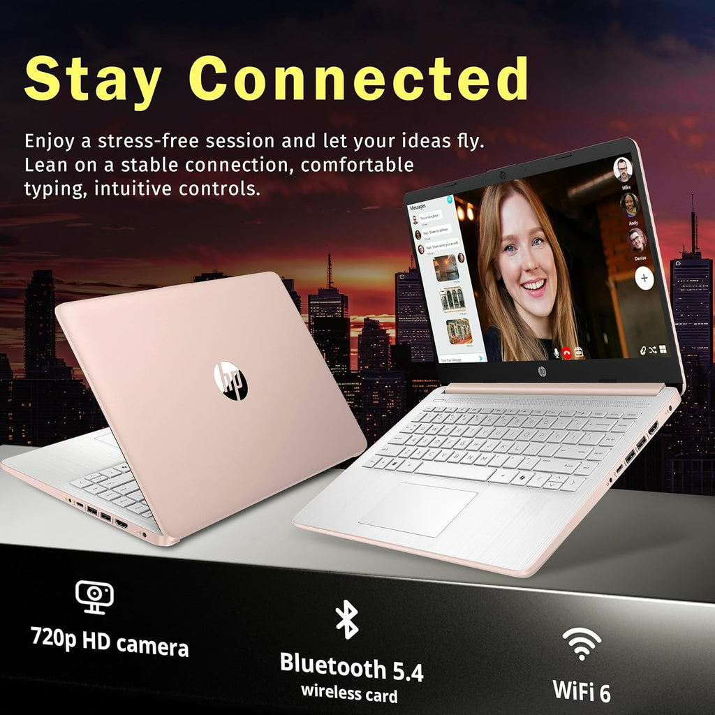 Ordinateur compact portable HP Stream 14 HD, processeur Intel N150, 4 Go de RAM, disque dur UFS de 128 Go, carte graphique Intel, webcam, Wi-Fi 6, autonomie longue durée, Copilot, Windows 11 S, couleur or (reconditionné)