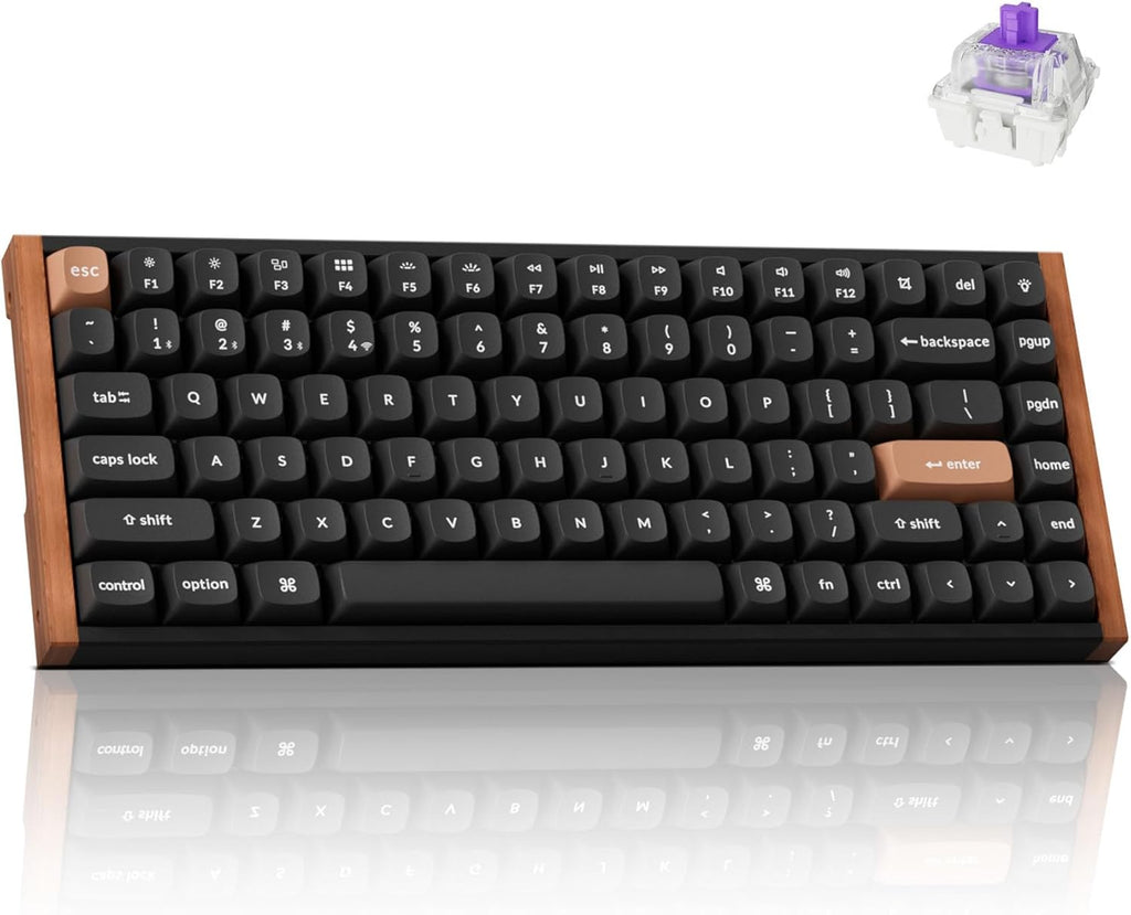 Clavier à connectivité sans fil personnalisé Keychron K2 HE à déclenchement réactif doté de interrupteur magnétique Gateron à double rail et effet Hall, Bluetooth 5.2 QMK 2,4 GHz, RGB, compatible Mac, Windows et Linux (aluminium et bois)
