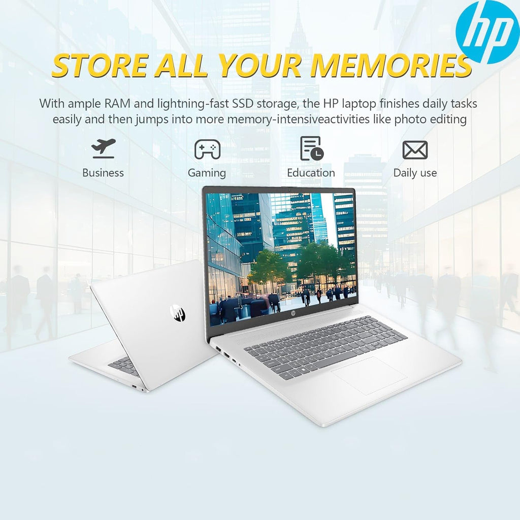 Ordinateur compact portable HP 17,3 pouces avec Office 365 pour le Web à vie, processeur Intel Core i3 à 8 cœurs de 13e génération (supérieur au i5 de 11e génération), 16 Go de RAM, SSD PCIe de 256 Go, pavé numérique, Windows 11, sans souris.