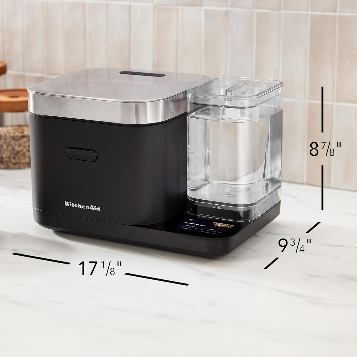 Cuiseur à riz et à céréales KitchenAid 8 tasses doté de balance intégrée et cuisson différée, KGC3155BM