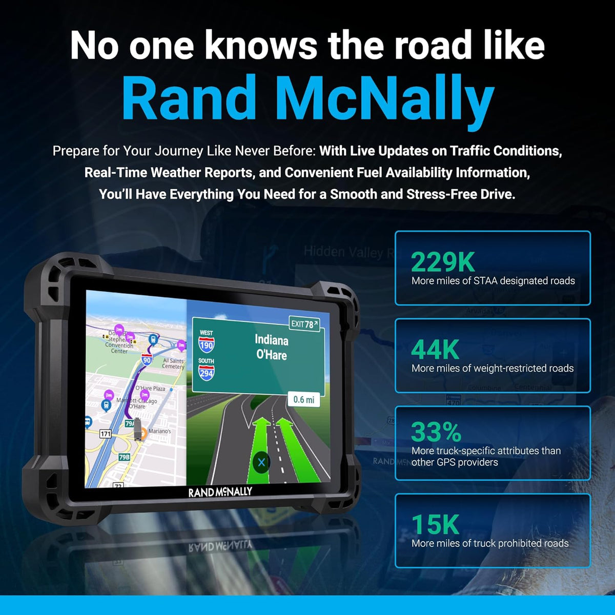 Navigateur GPS pour camions Rand McNally RANDTAB7 7 pouces doté de les meilleurs itinéraires personnalisés du secteur : Rand Navigation 2.0 doté de cartes 2025
