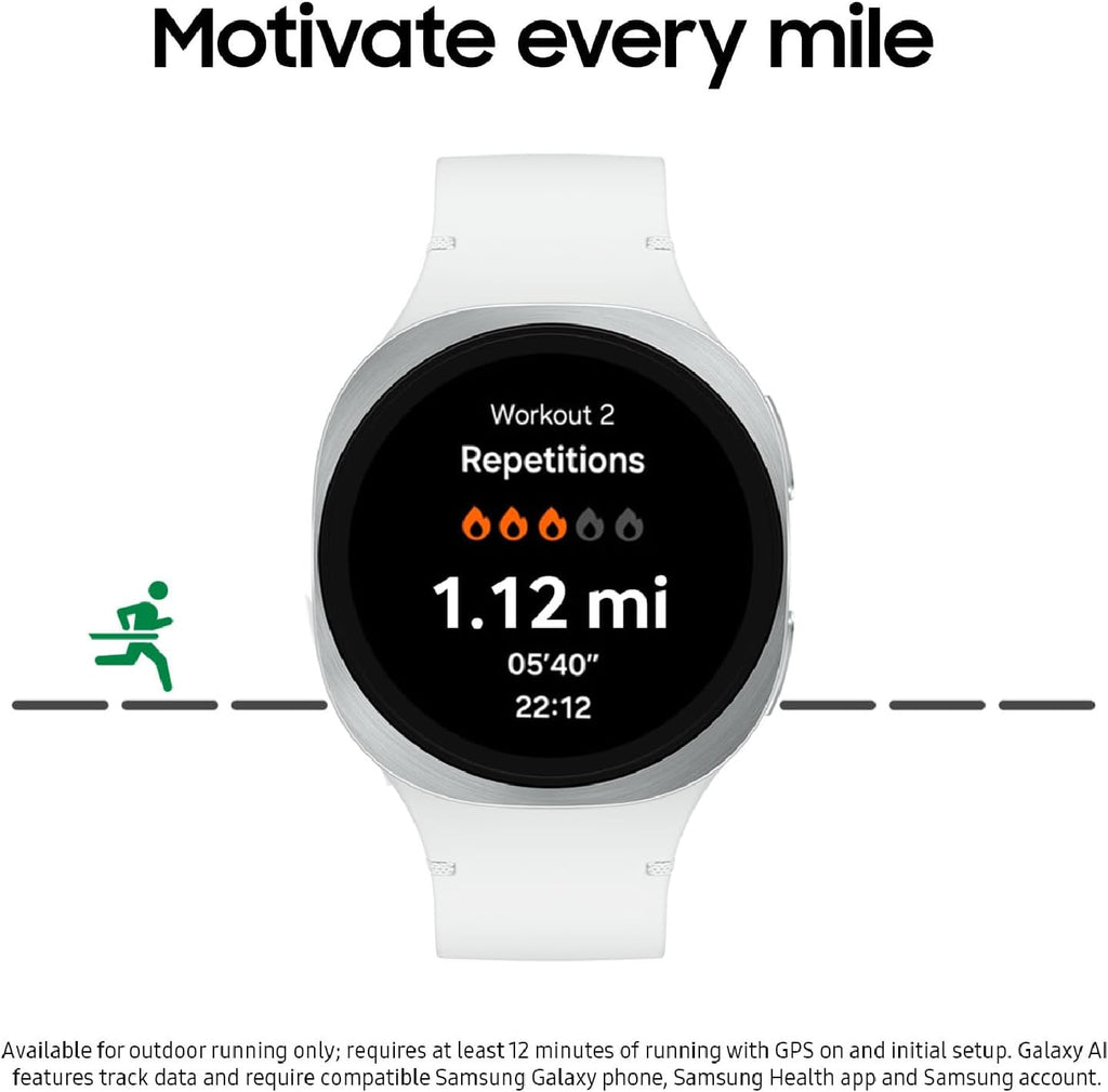 Présentation : Montre connectée Samsung Galaxy Watch 8 (2025) 40 mm Bluetooth, design coussin, suivi d'activité, coaching du sommeil et de la course à pied, score d'énergie, suivi de la fréquence cardiaque, couleur graphite, version américaine, garan