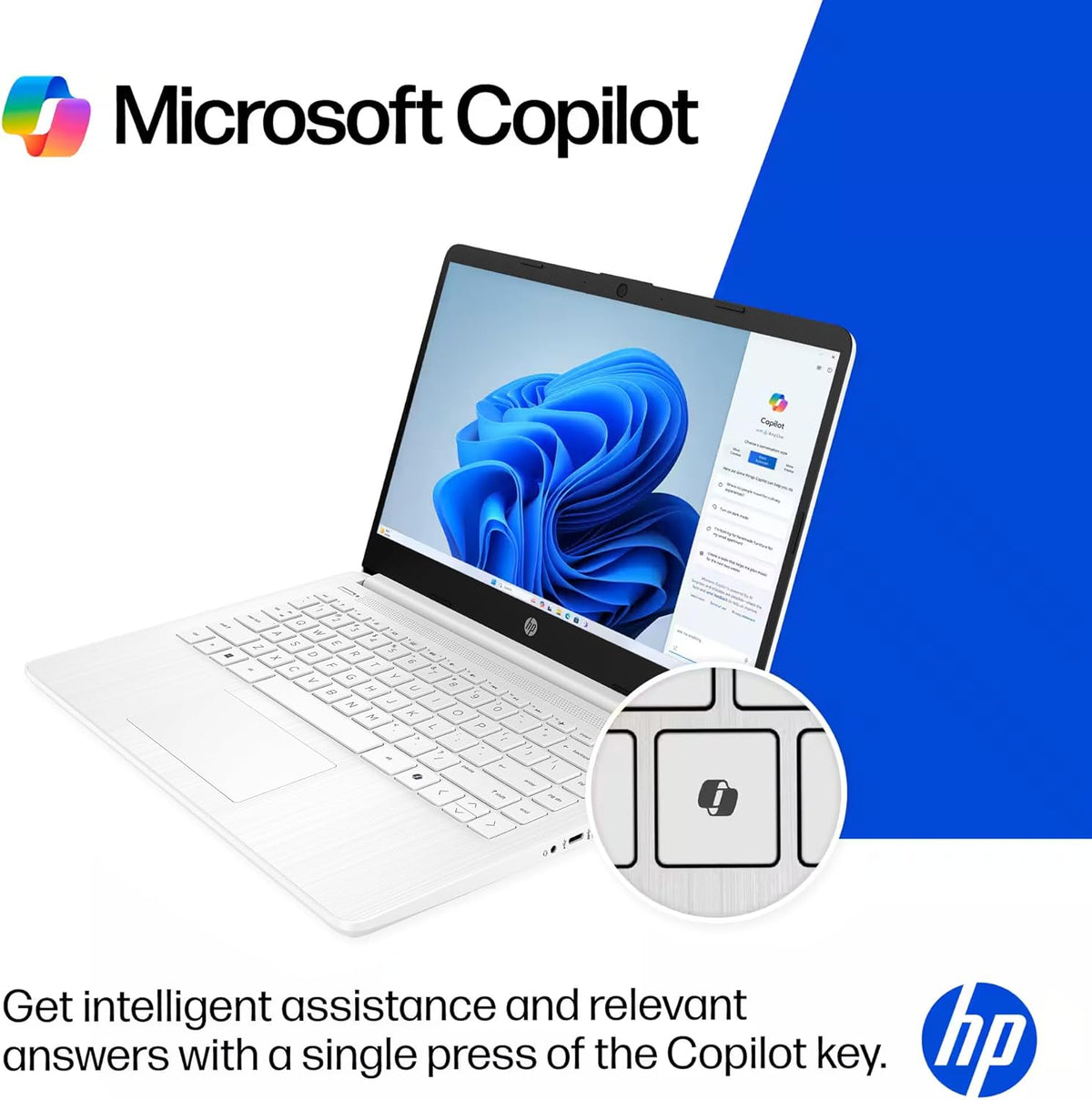 Ordinateur compact portable HP 14 fin et léger pour étudiants et professionnels (2026) avec suite Office, Copilot AI, processeur Intel jusqu'à 2,8 GHz, 8 Go de RAM, 628 Go de stockage (128 Go SSD + 500 Go extensible), Wi-Fi 6, Windows 11 Pro
